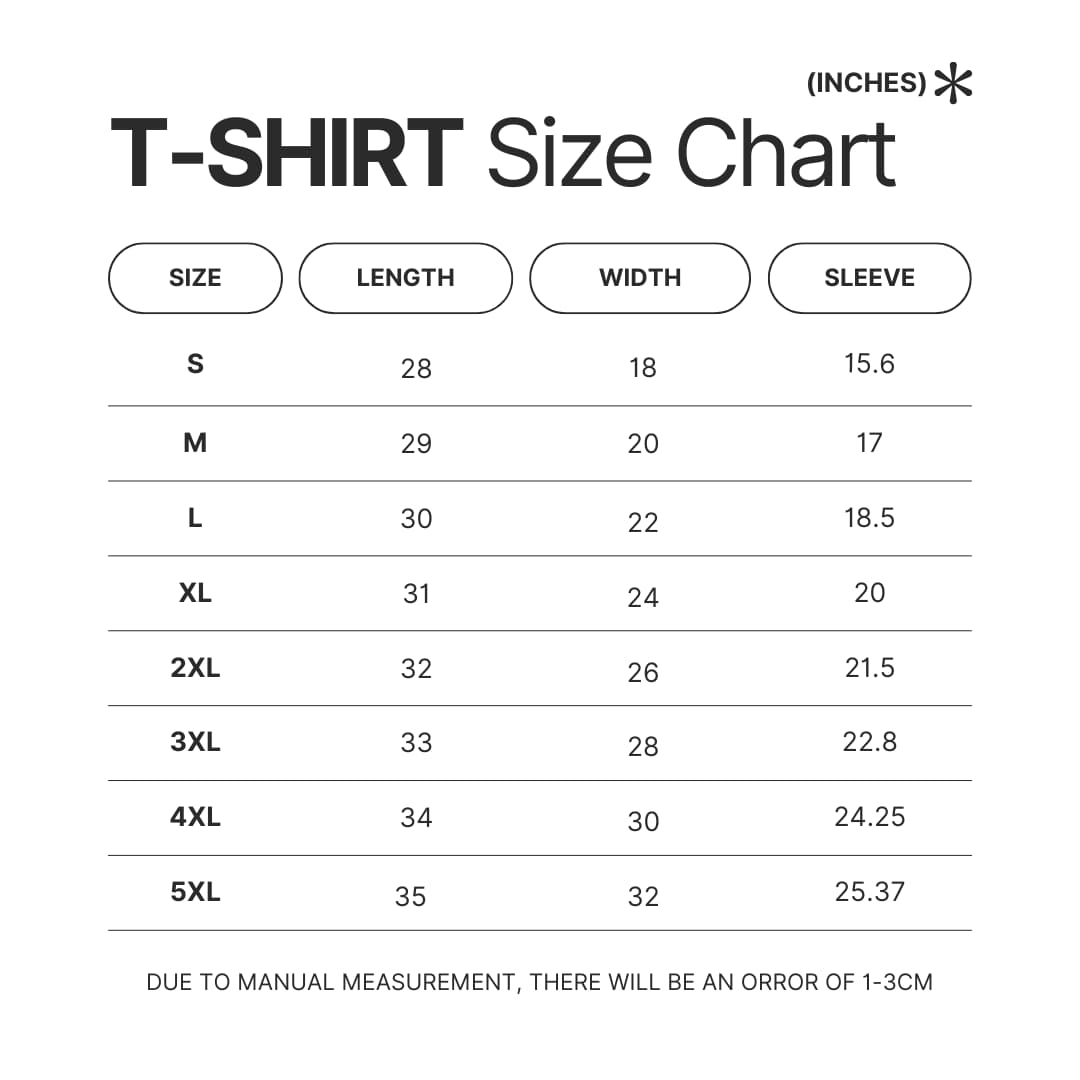 T shirt Size Chart - Rick and Morty UK Store