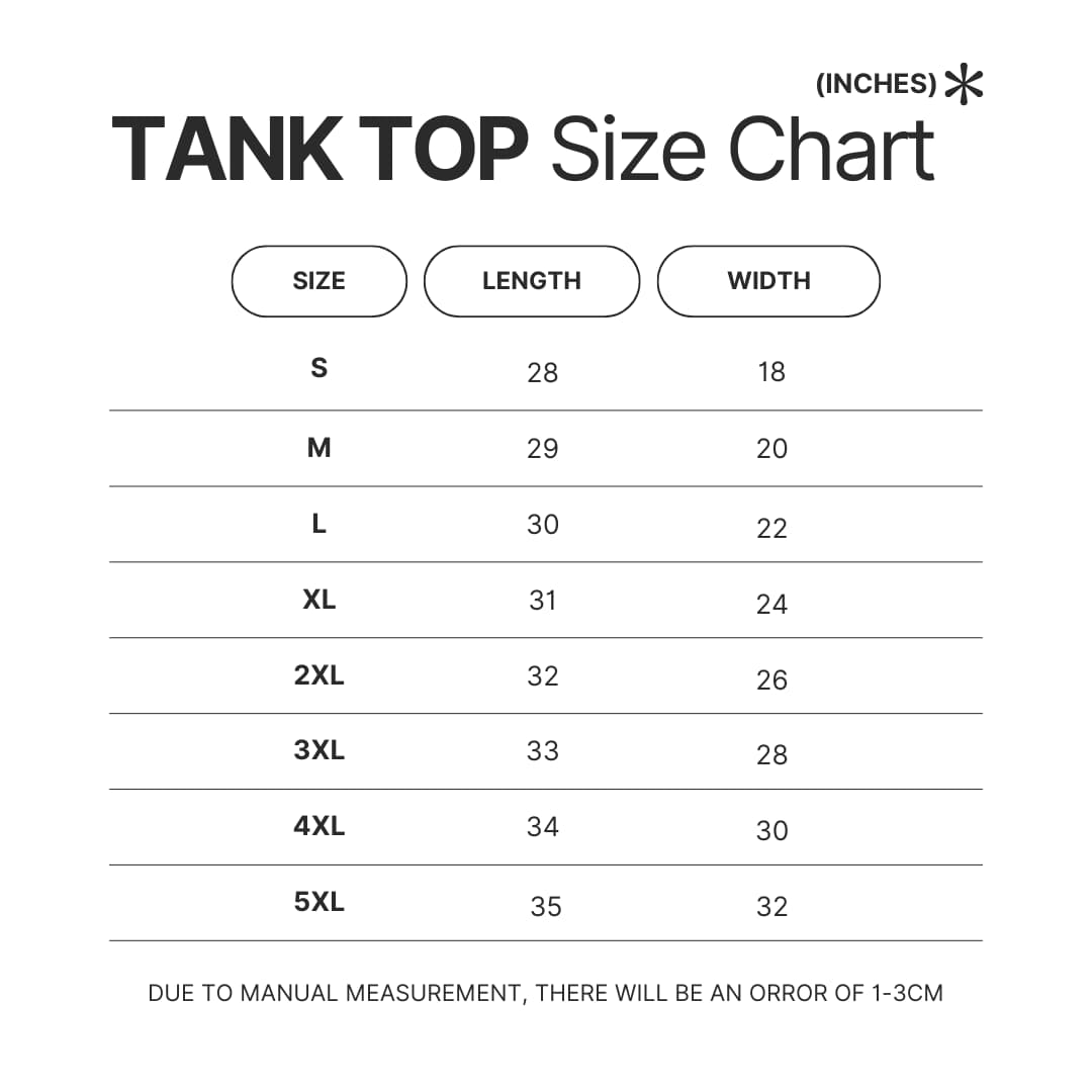 Tank Top Size Chart - Rick and Morty UK Store