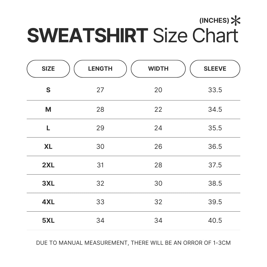 Sweatshirt Size Chart - Rick and Morty UK Store